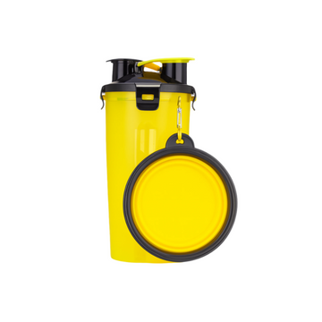 2-in-1 Dog Water Bottle & Food Container with Collapsible Bowl