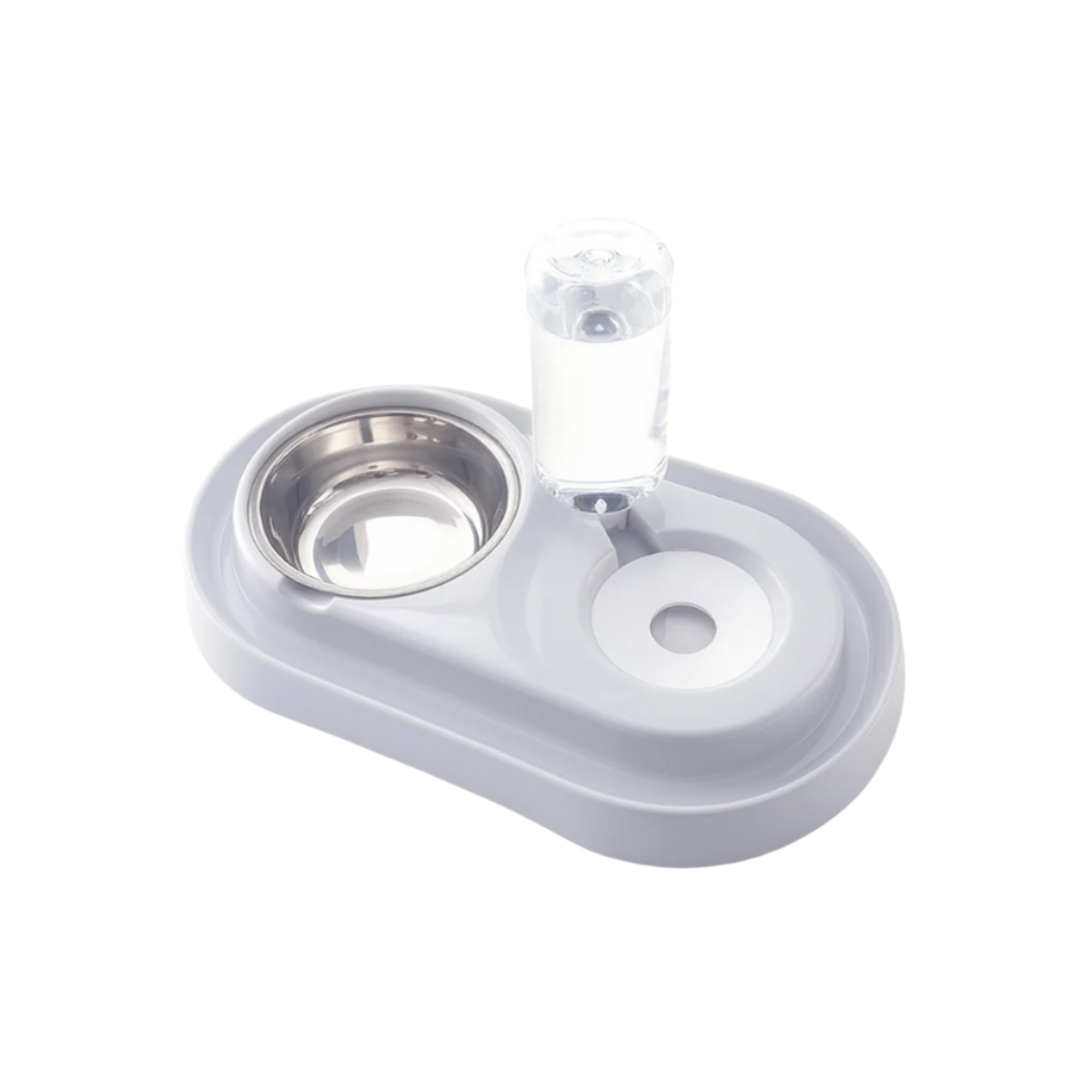 Pet water and food bowl set on a white background