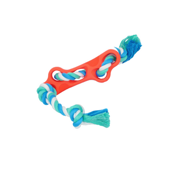 Rubber Bone Dog Chew Toy with Tug Rope