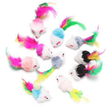 10-Pack Plush Cat Mouse Toys with Rattle & Catnip